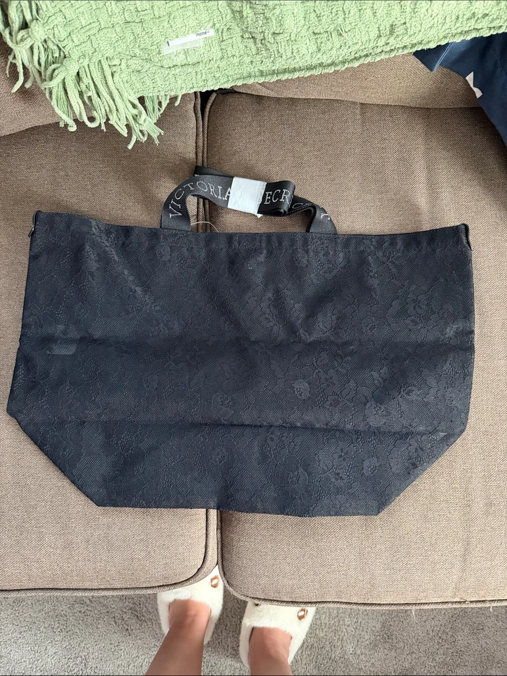 Victoria's Secret Black Lace-Patterned Tote